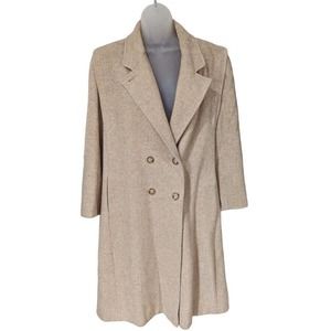 VTG Ms. Freddi Wool Herringbone Coat Long Size 10 Double Breasted 1980s